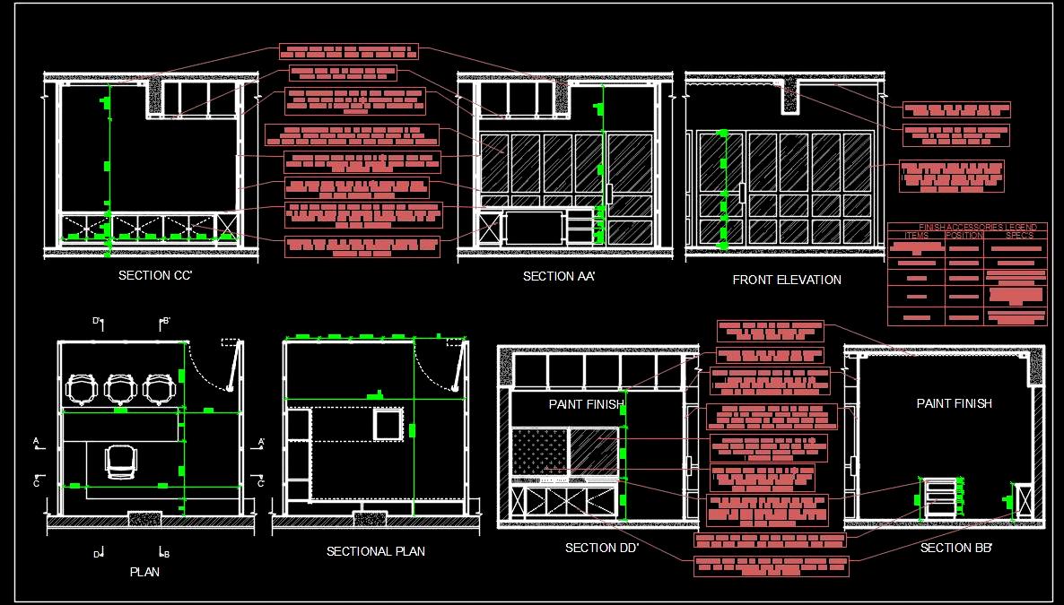 Office Cabin Interior Design DWG with Glass Partition